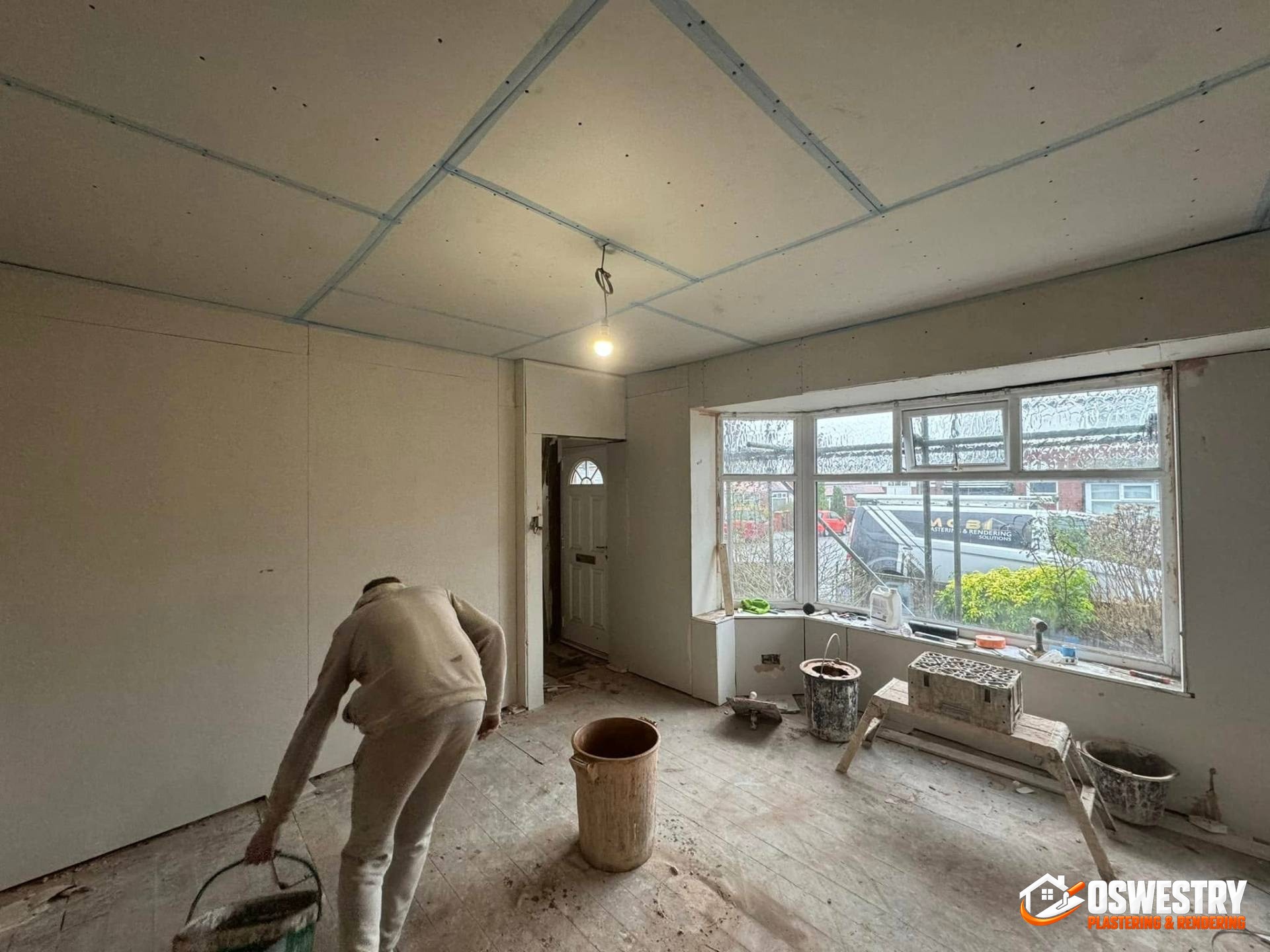 Completed plastering and rendering work in the Oswestry area